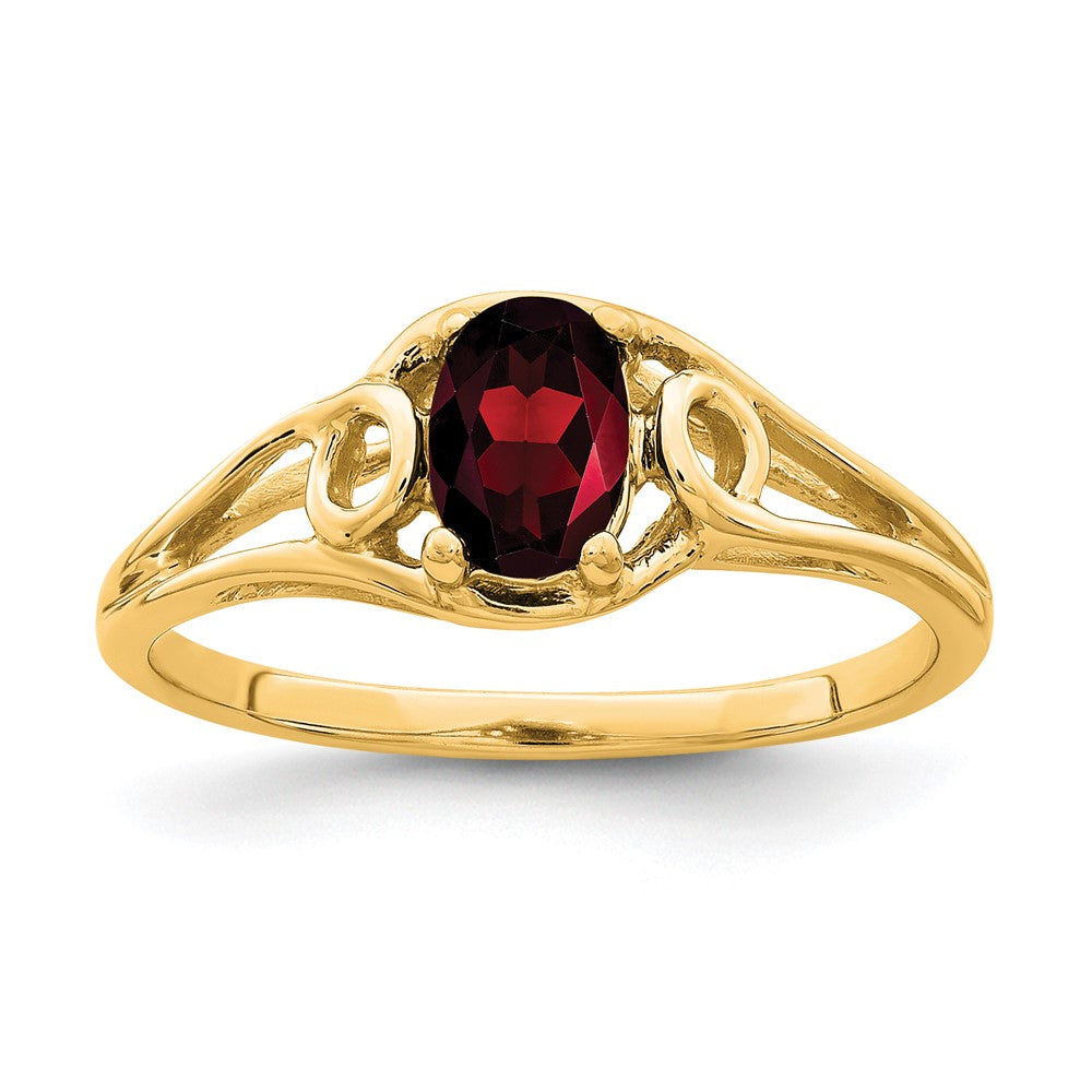 14K Yellow Gold 6x4mm Oval Garnet Ring