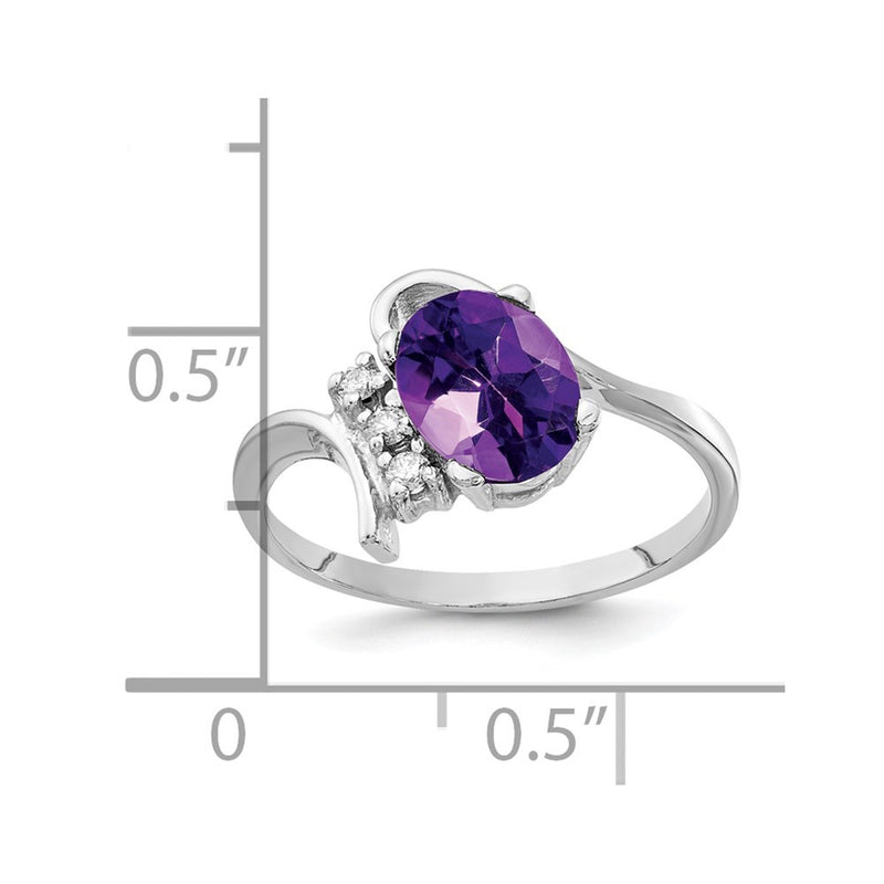 14k White Gold 8x6mm Oval Amethyst Checker AA Diamond ring