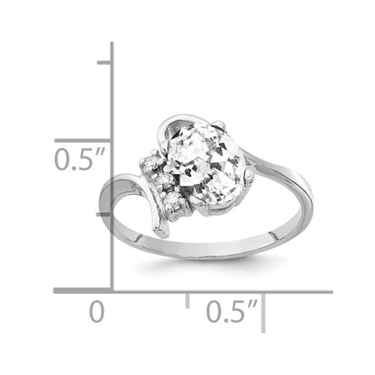 Solid 14k White Gold 8x6mm Oval Cubic Zirconia VS Simulated CZ Ring