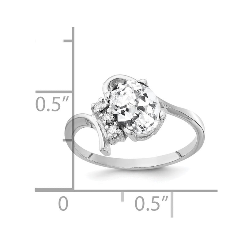 Solid 14k White Gold 8x6mm Oval Cubic Zirconia VS Simulated CZ Ring