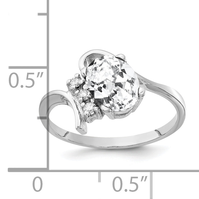14k White Gold 8x6mm Oval Cubic Zirconia A Real Diamond ring