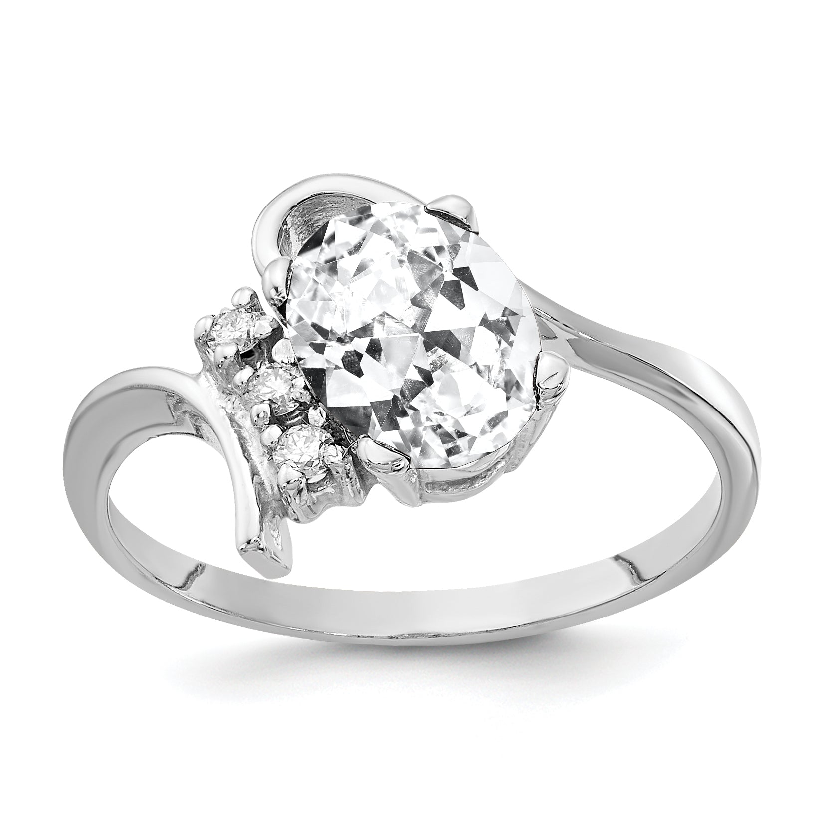 14k White Gold 8x6mm Oval Cubic Zirconia A Real Diamond ring