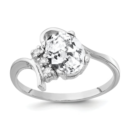 14k White Gold 8x6mm Oval Cubic Zirconia A Real Diamond ring