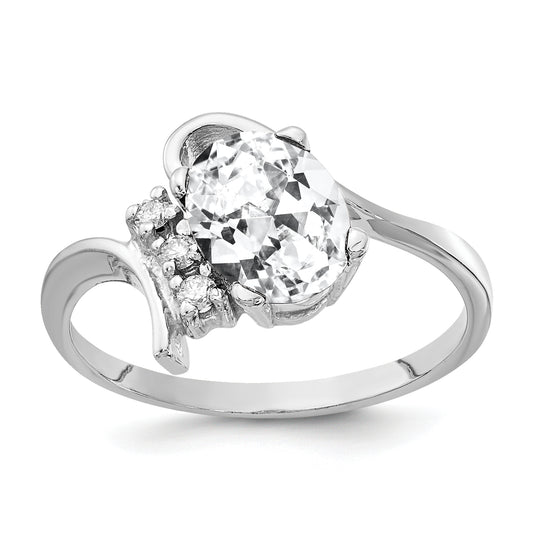 14k White Gold 8x6mm Oval Cubic Zirconia A Real Diamond ring