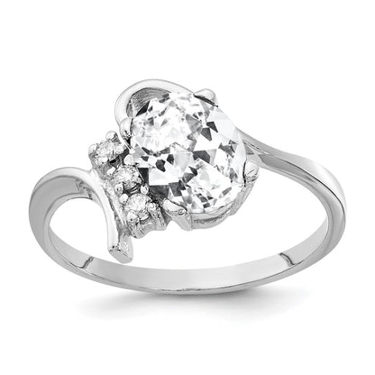 Solid 14k White Gold 8x6mm Oval Cubic Zirconia VS Simulated CZ Ring