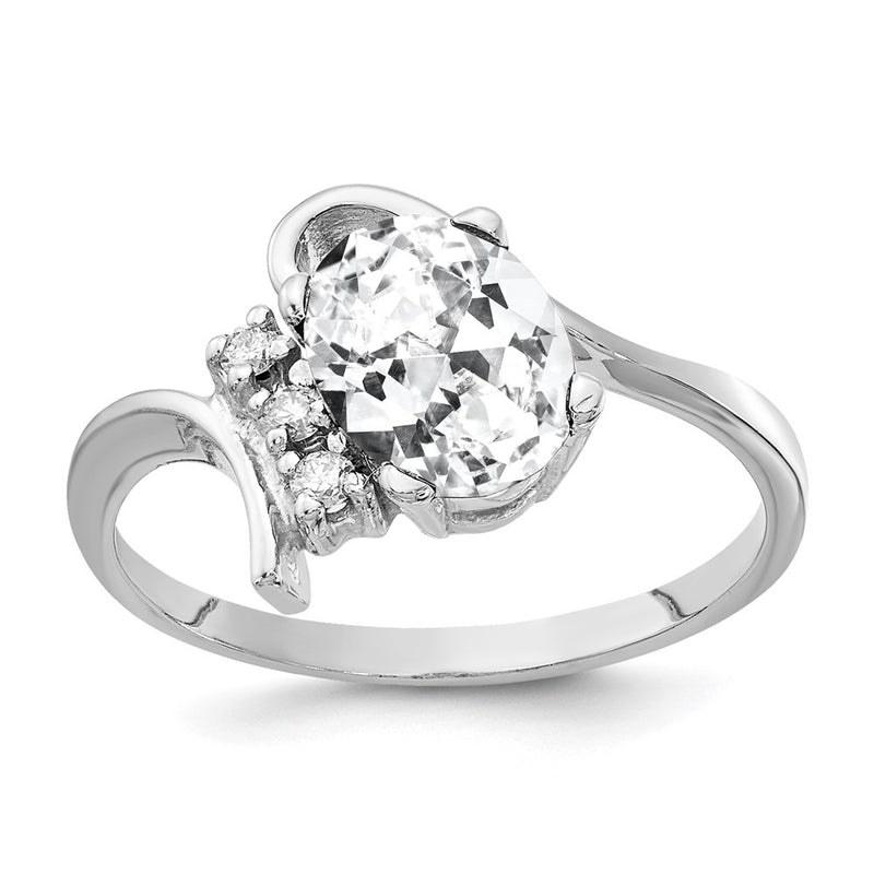 Solid 14k White Gold 8x6mm Oval Cubic Zirconia VS Simulated CZ Ring