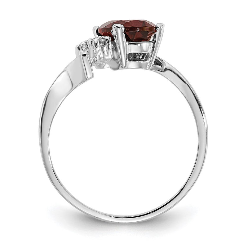 14k White Gold 8x6mm Oval Garnet VS Diamond ring