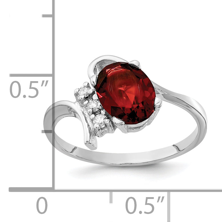 14k White Gold 8x6mm Oval Garnet A Real Diamond ring