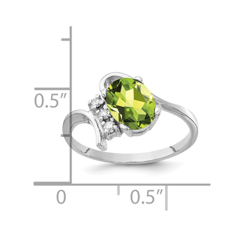 14k White Gold 8x6mm Oval Peridot Checker A Real Diamond ring