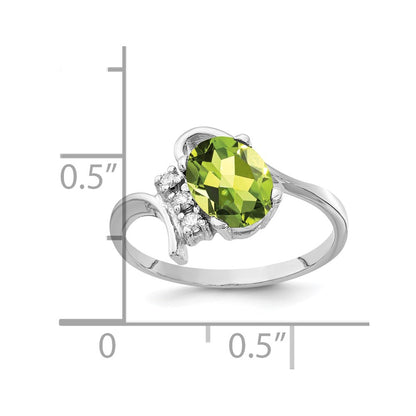 14k White Gold 8x6mm Oval Peridot Checker VS Diamond ring