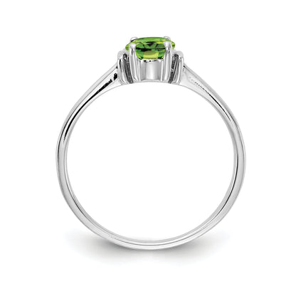 14k White Gold 7x5mm Oval Peridot Checker ring