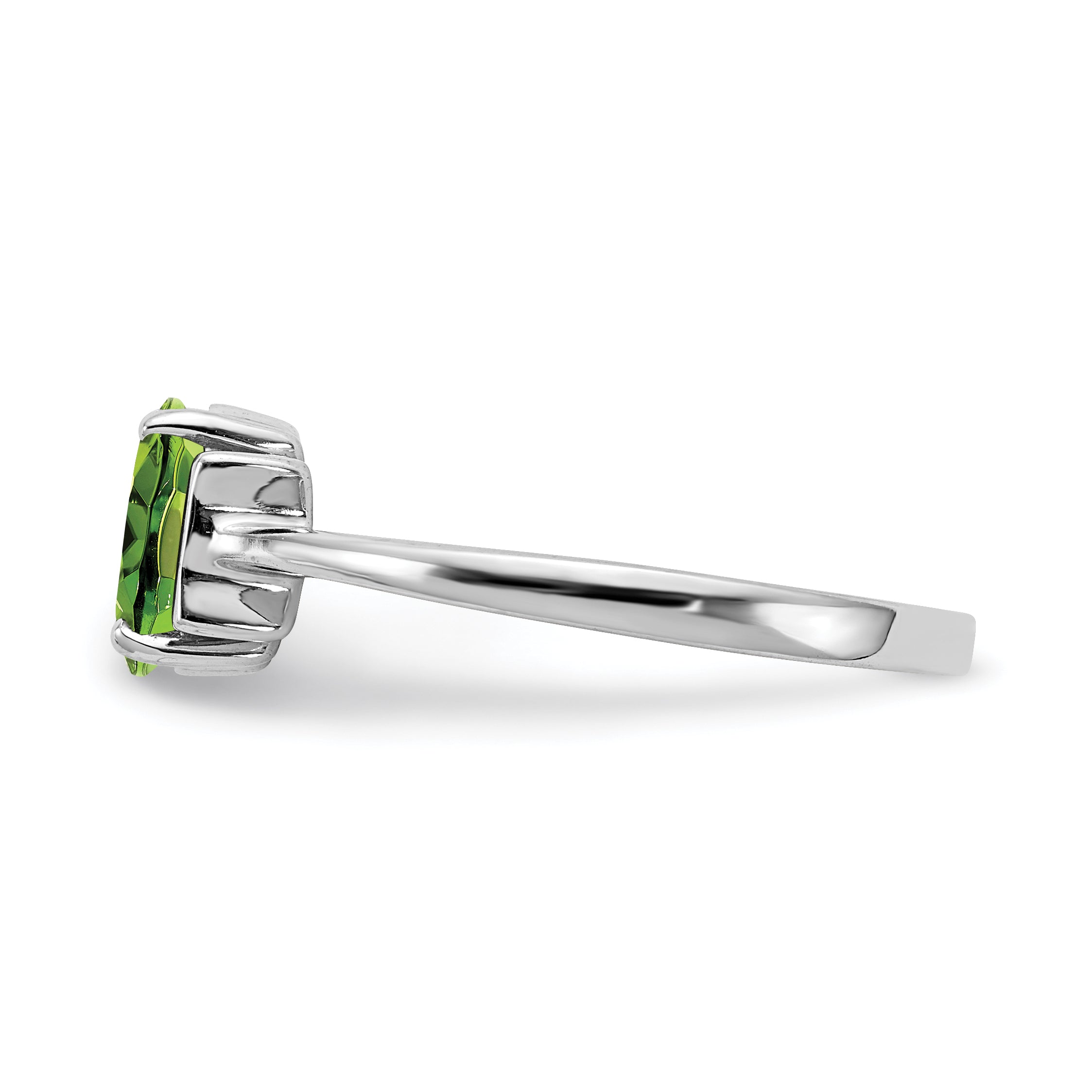 14k White Gold 7x5mm Oval Peridot Checker ring