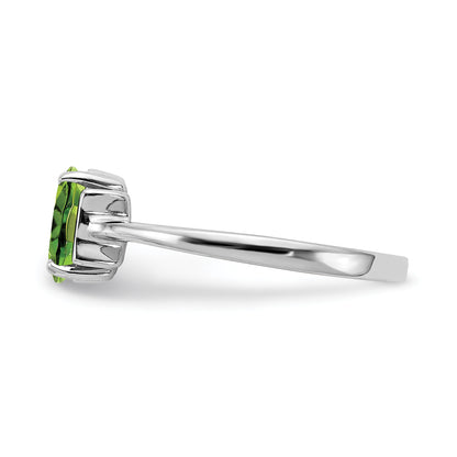 14k White Gold 7x5mm Oval Peridot Checker ring