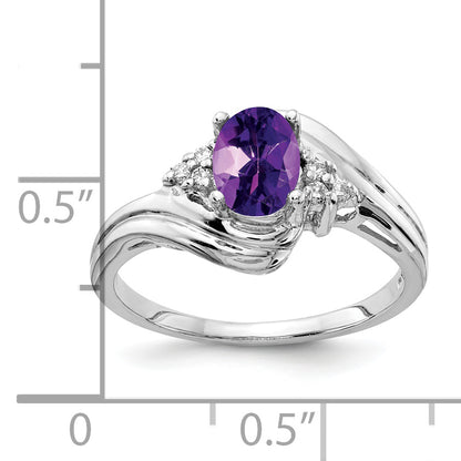 14k White Gold 7x5mm Oval Amethyst A Real Diamond ring