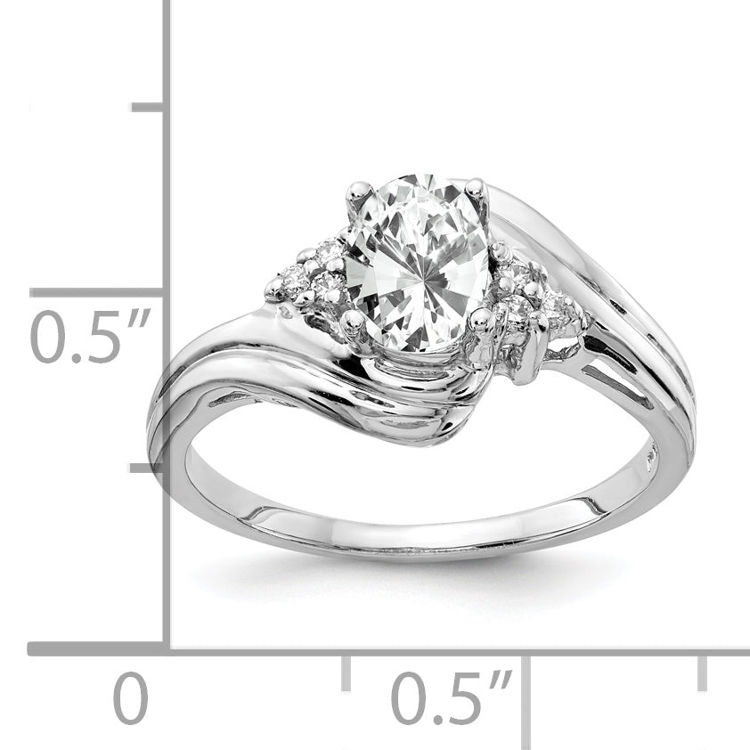 Solid 14k White Gold 7x5mm Oval Cubic Zirconia AAA Simulated CZ Ring