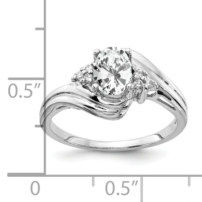 Solid 14k White Gold 7x5mm Oval Cubic Zirconia AAA Simulated CZ Ring