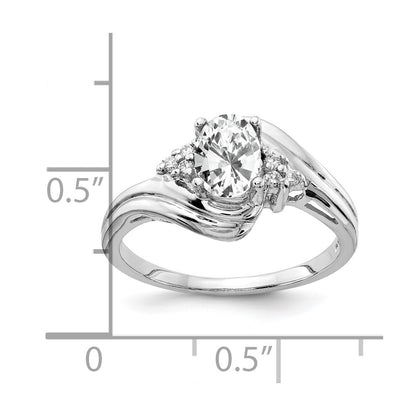 Solid 14k White Gold 7x5mm Oval Cubic Zirconia VS Simulated CZ Ring