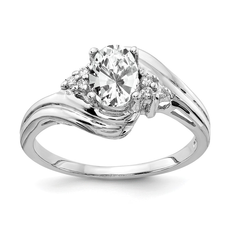 Solid 14k White Gold 7x5mm Oval Cubic Zirconia AAA Simulated CZ Ring