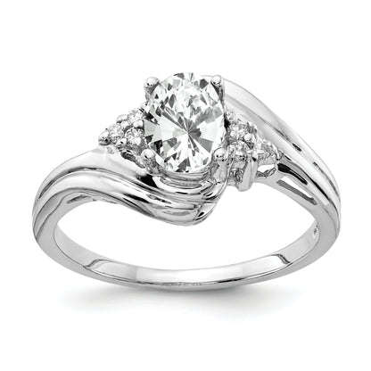 Solid 14k White Gold 7x5mm Oval Cubic Zirconia AAA Simulated CZ Ring