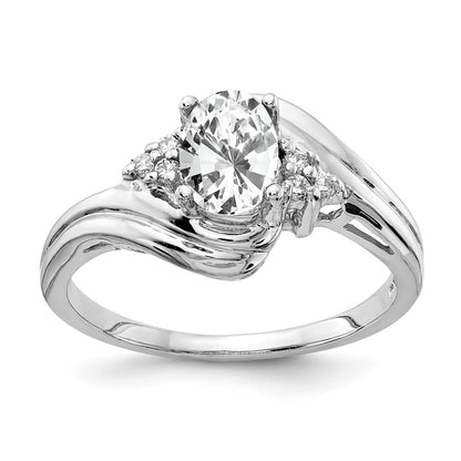 Solid 14k White Gold 7x5mm Oval Cubic Zirconia VS Simulated CZ Ring