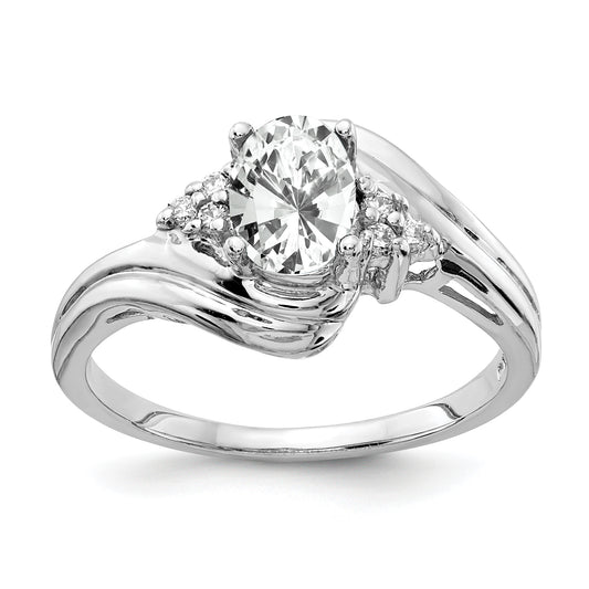 14k White Gold 7x5mm Oval Cubic Zirconia A Real Diamond ring