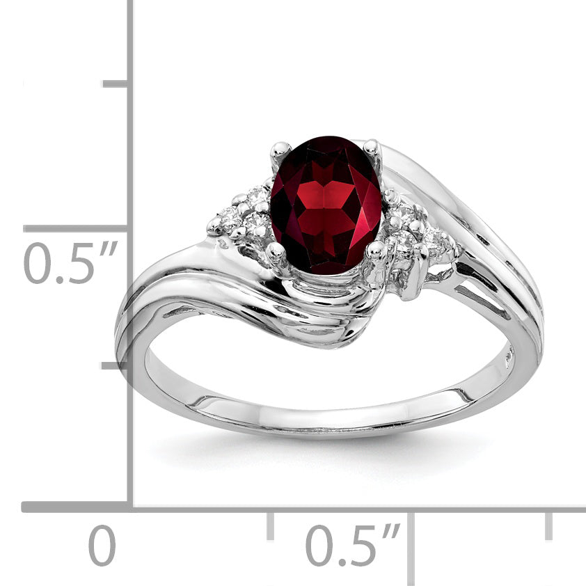 14k White Gold 7x5mm Oval Garnet A Real Diamond ring