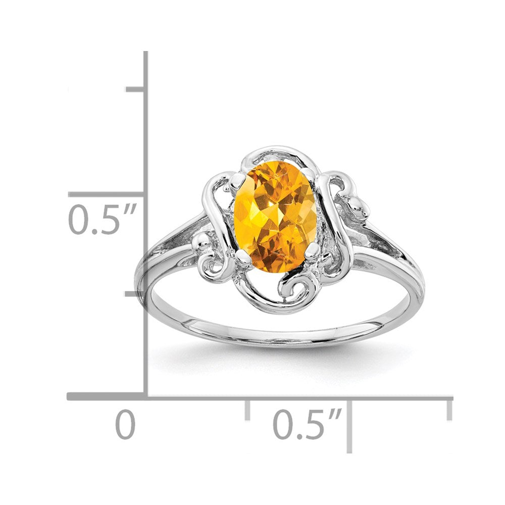Solid 14k White Gold 7x5mm Oval Simulated Citrine Ring