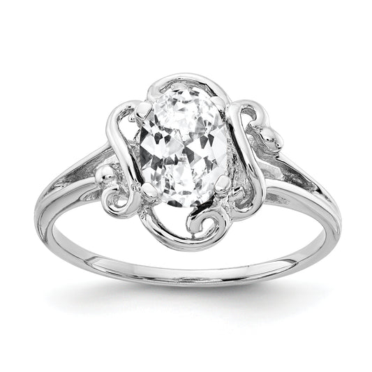 14k White Gold 7x5mm Oval Cubic Zirconia ring