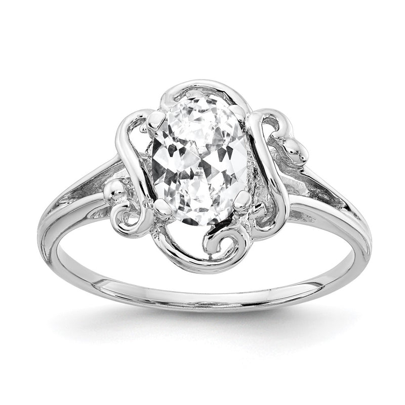 14k White Gold 7x5mm Oval Cubic Zirconia ring