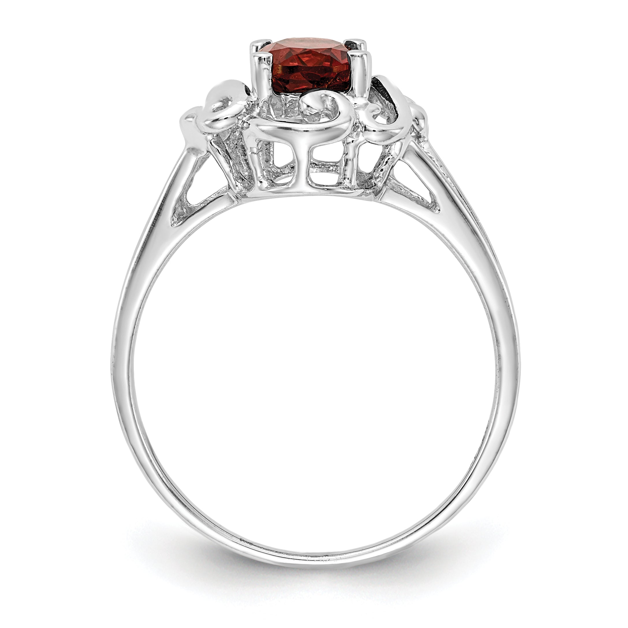 14k White Gold 7x5mm Oval Garnet Checker ring