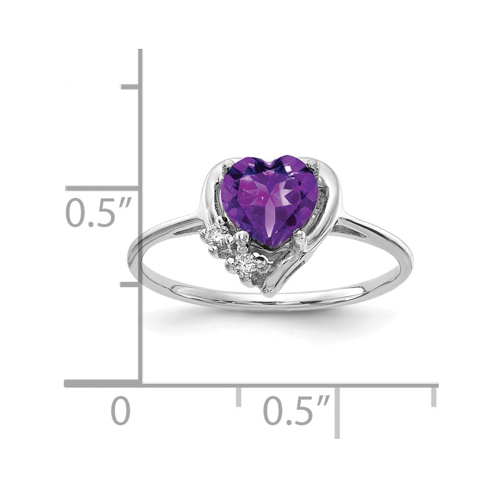 14k White Gold 6mm Heart Amethyst VS Diamond ring