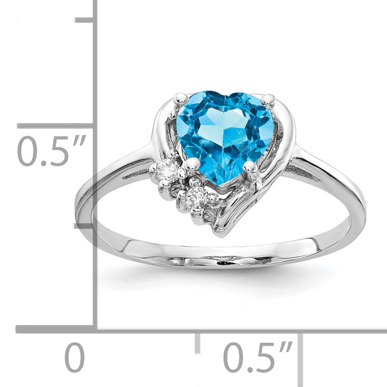 14k White Gold Blue Topaz Real Diamond ring