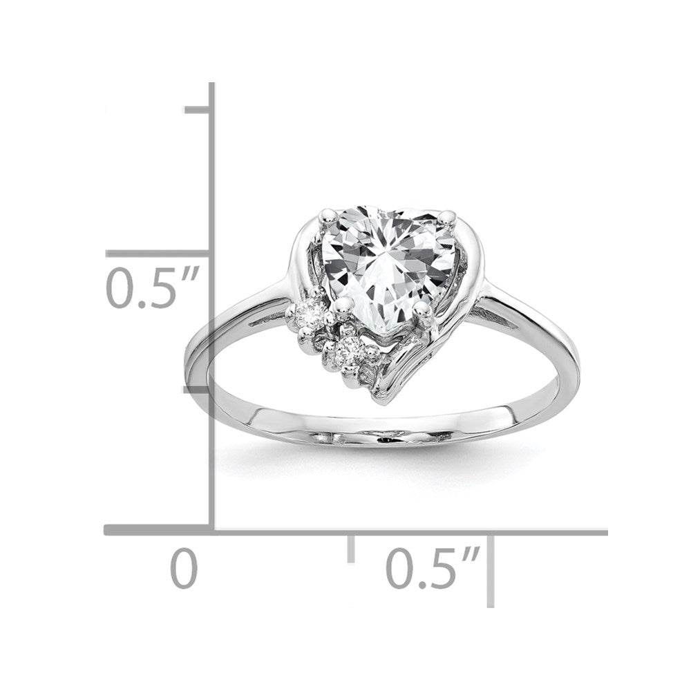 14k White Gold 6mm Heart Cubic Zirconia VS Diamond ring
