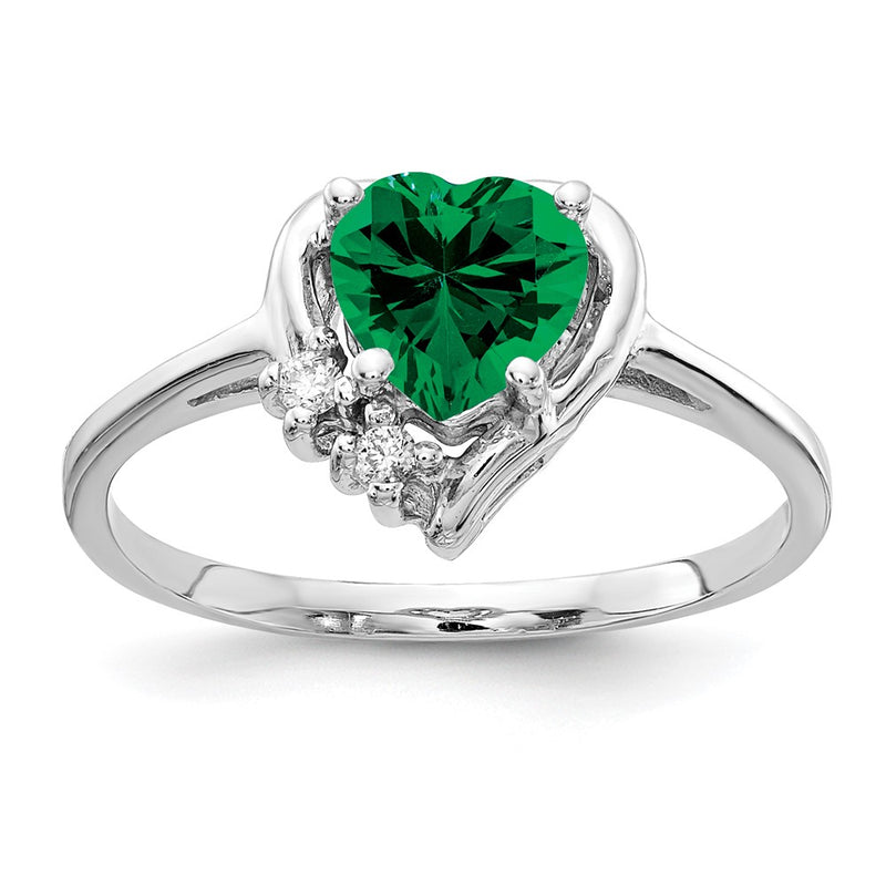 14k White Gold 6mm Heart Mount St. Helens VS Diamond ring