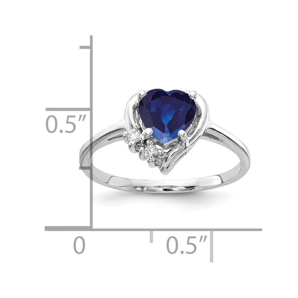 14k White Gold 6mm Heart Sapphire A Real Diamond ring