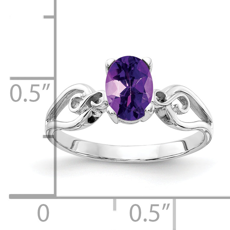 14k White Gold 8x6mm Oval Amethyst ring
