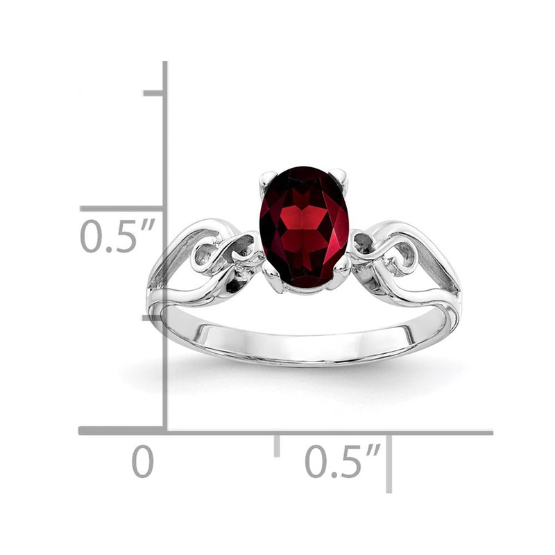 14k White Gold 8x6mm Oval Garnet Checker ring