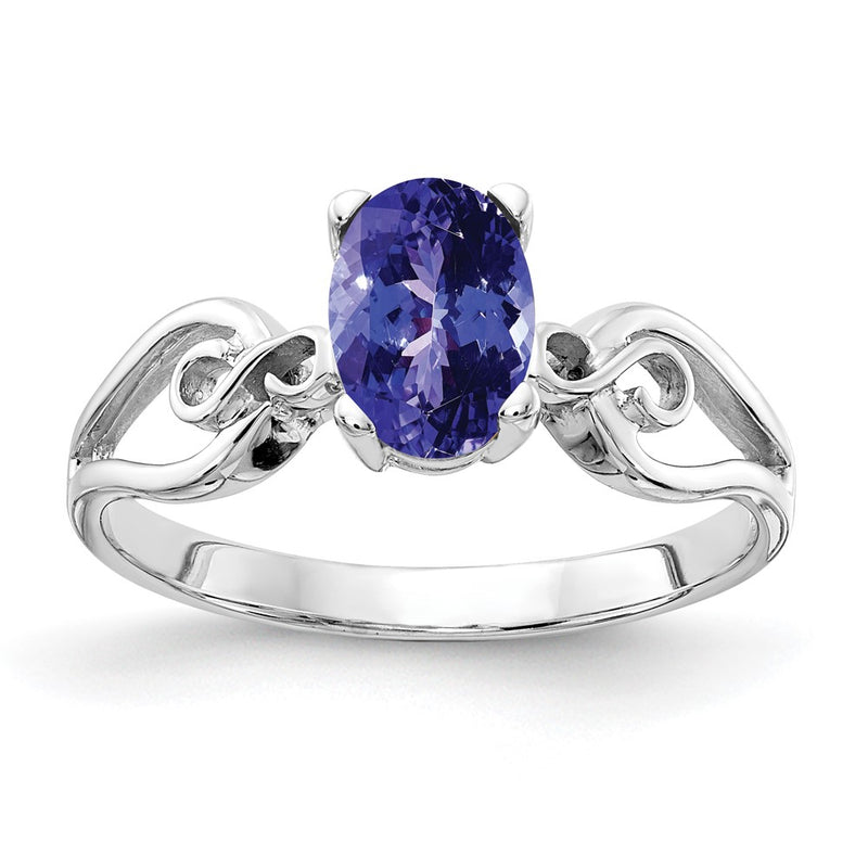 14k White Gold 8x6mm Oval Tanzanite ring