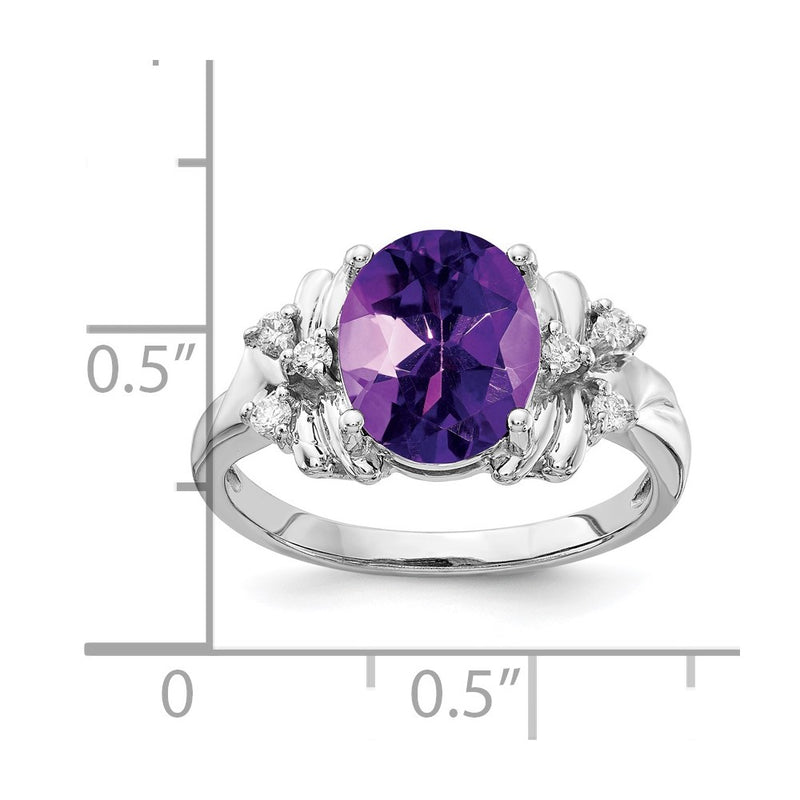 14k White Gold 10x8mm Oval Amethyst Checker A Real Diamond ring