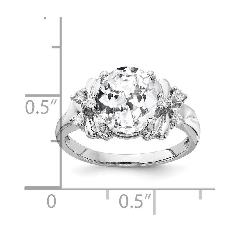 Solid 14k White Gold 10x8mm Oval Cubic Zirconia AAA Simulated CZ Ring