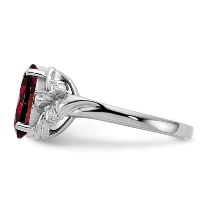 14k White Gold Garnet Real Diamond ring