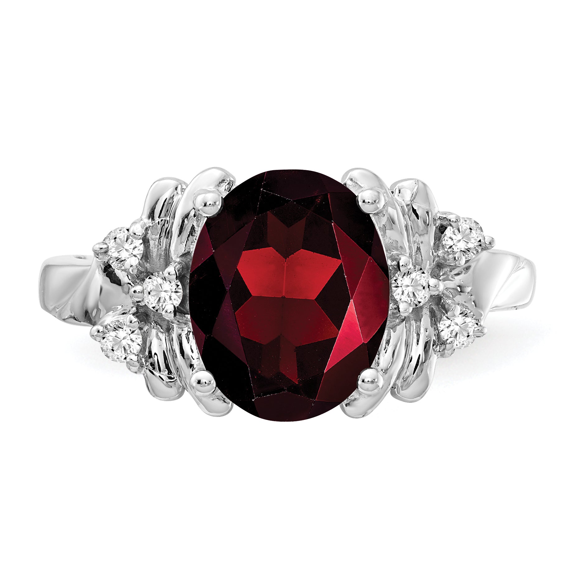 14k White Gold Garnet Real Diamond ring