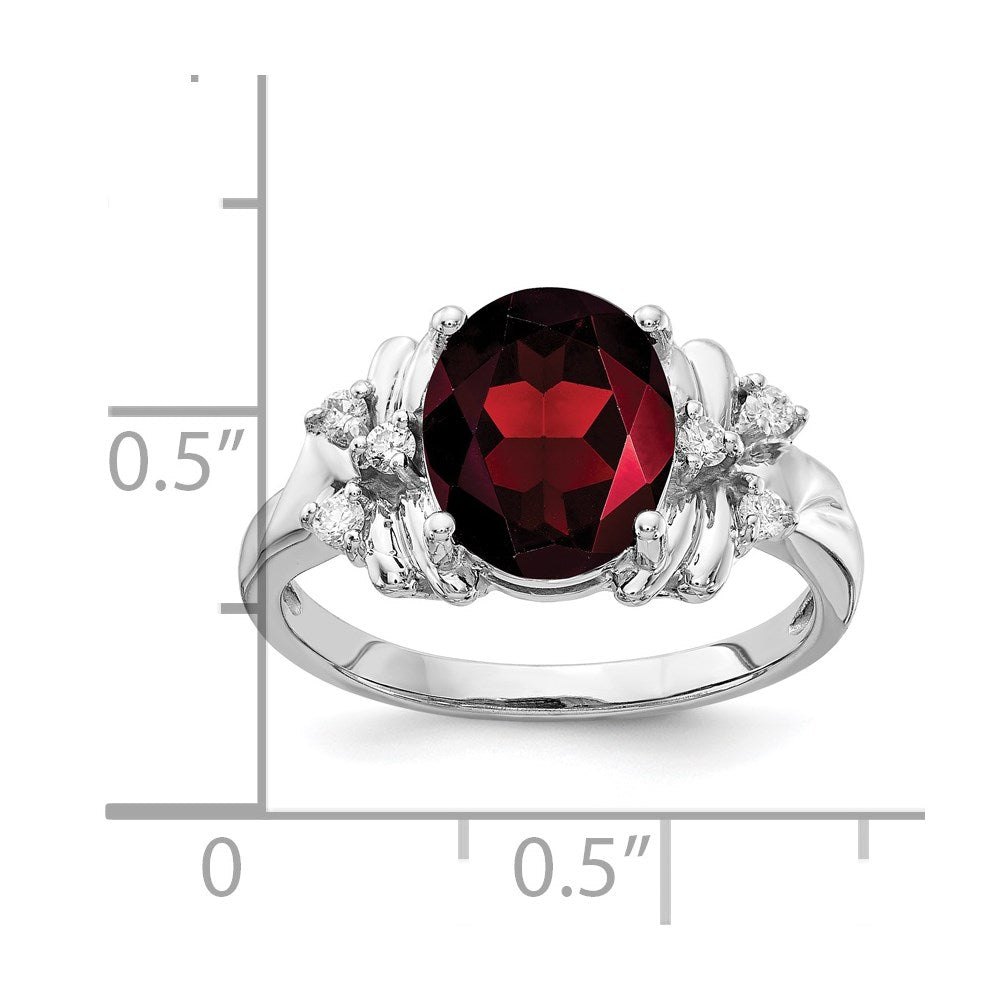 14k White Gold Garnet Real Diamond ring