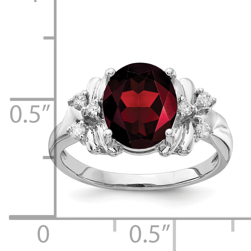 14k White Gold Garnet Real Diamond ring