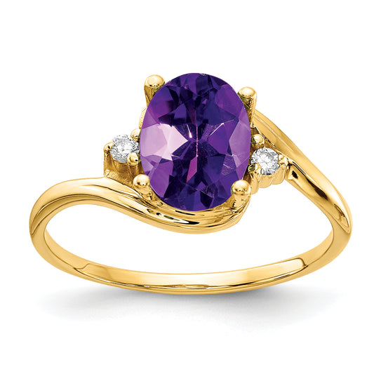 14K Yellow Gold 8x6mm Oval Amethyst A Real Diamond ring