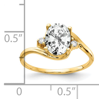 14K Yellow Gold 8x6mm Oval Cubic Zirconia A Real Diamond ring
