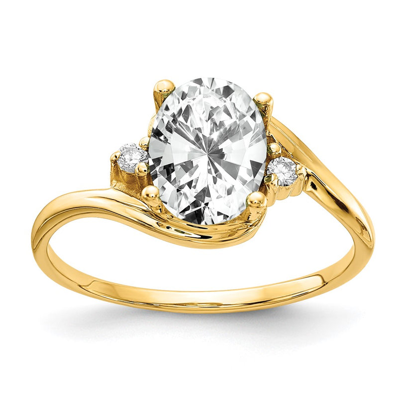 Solid 14k Yellow Gold 8x6mm Oval Cubic Zirconia AAA Simulated CZ Ring