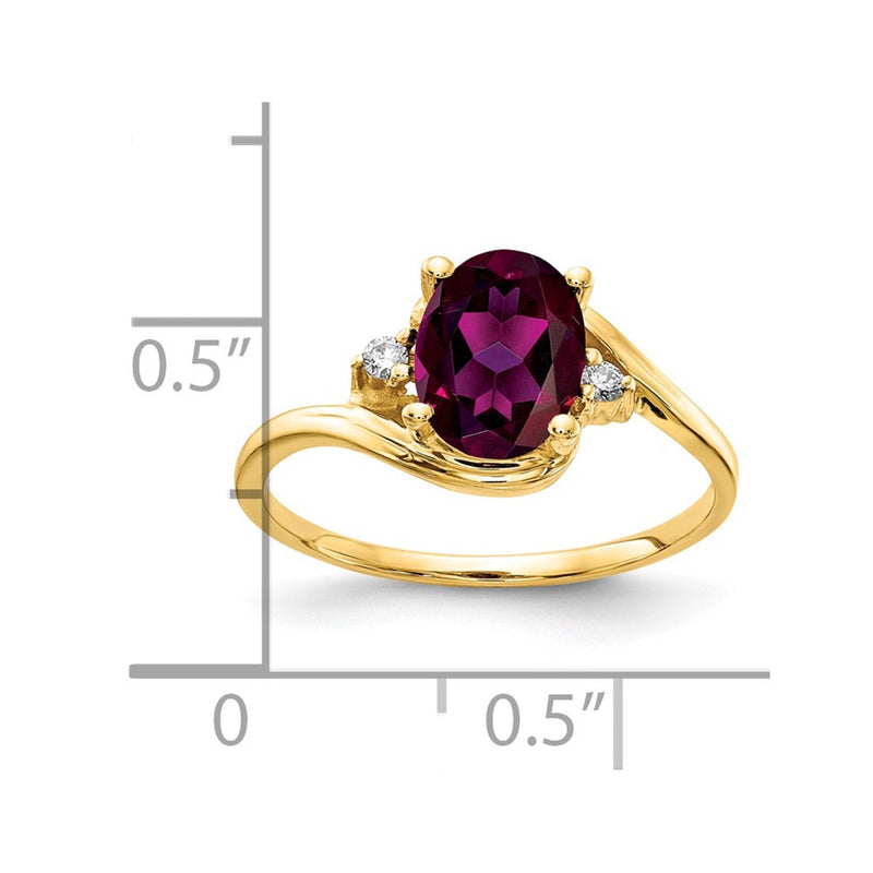 14k Yellow Gold 8x6mm Oval Rhodolite Garnet A Diamond ring