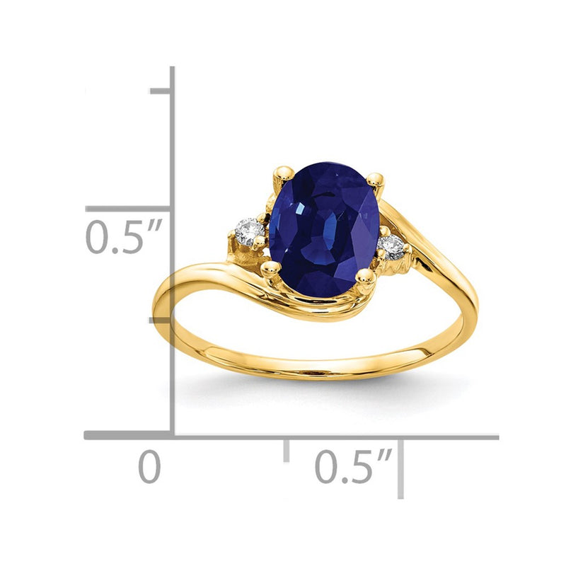 14K Yellow Gold 8x6mm Oval Sapphire A Real Diamond ring