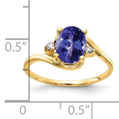 14k Yellow Gold 8x6mm Oval Tanzanite VS Diamond ring